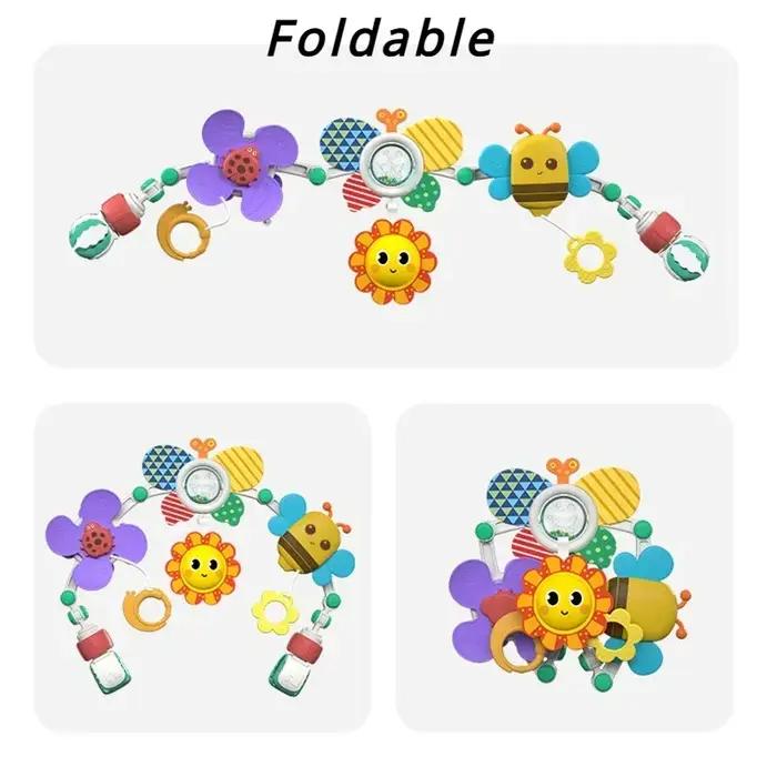 Arche de jeu pour poussette jouet d'éveil bébé développement sensoriel motricité fine pour landau siège auto et lit de bébé