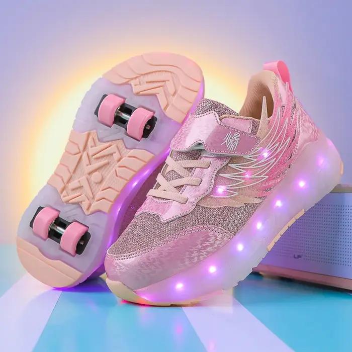 Garçons filles chaussures à roulettes lumière LED USB charge enfants patins à roulettes chaussures d