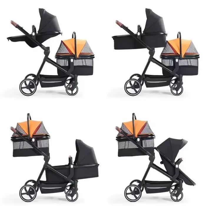 Cette poussette multifonctionnelle combine les fonctions pour bébé et pour animal de compagnie ; ell
