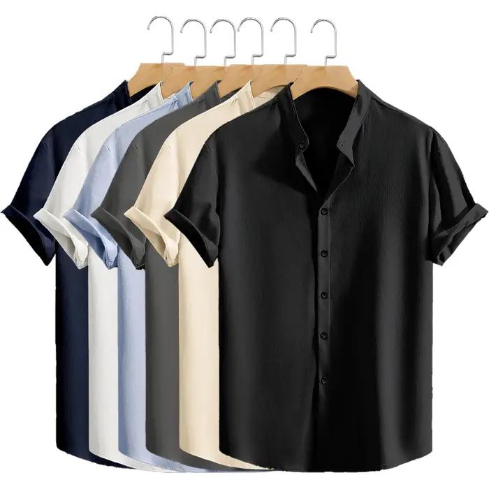 Chemises de plage décontractées à manches courtes pour jeunes, couleur unie, ample, décontractée, re