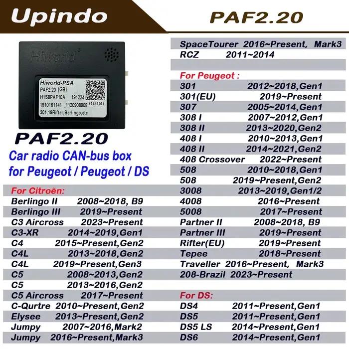 Adaptateur décodeur de voiture, boîte de Bus CAN, pour Peugeot 308 408 Rifter Partner tipee, pour ci