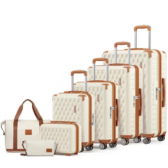 Ensemble de bagages légers et durables de 7 pièces, valise de voyage familiale avec serrure TSA et r