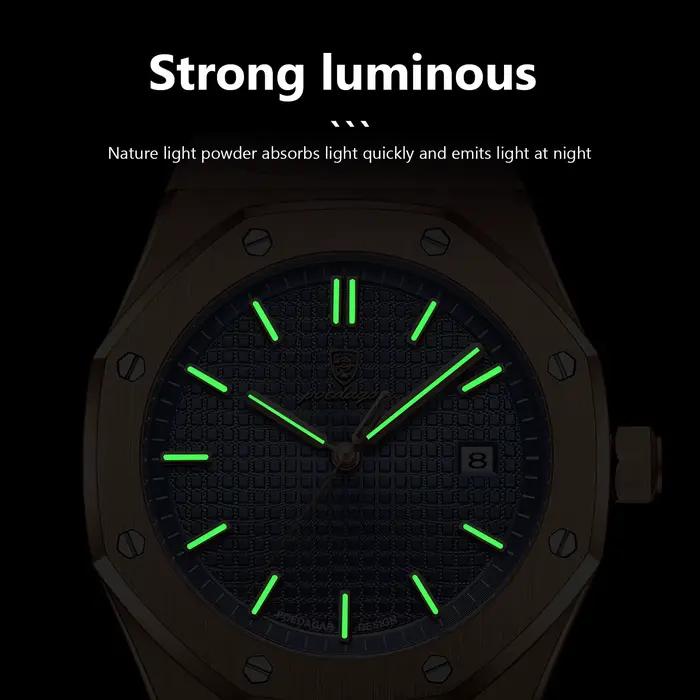 POEDAGAR luxe homme d'affaires montre-bracelet étanche lumineux Date hommes montre en acier inoxydab