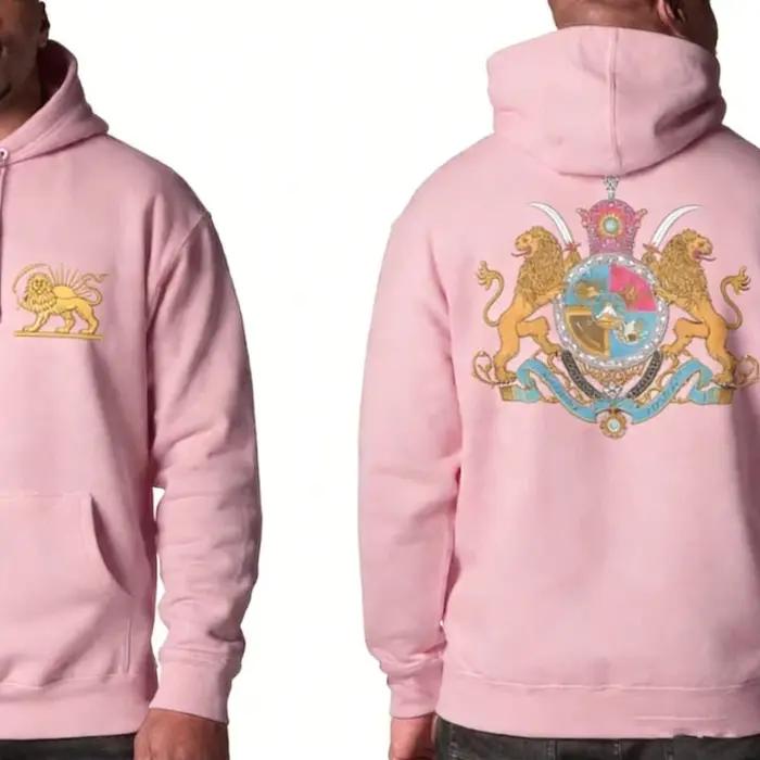 Sweat à capuche assorti Lion et Soleil persans, imprimé arrière avec le blason impérial, streetwear