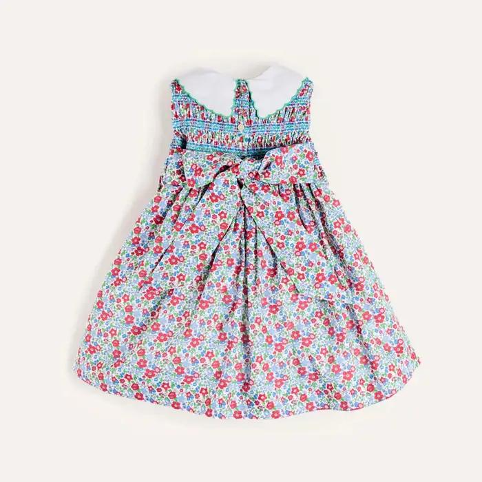 Robe d'été pour fille sans manches de haute qualité avec col brodé de fleurs, couleur rouge, imprimé