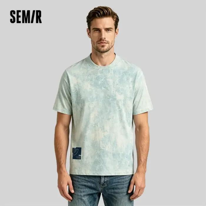 T-shirt Homme Semir 2026 en Maille Imprimée Effet Denim Batik
