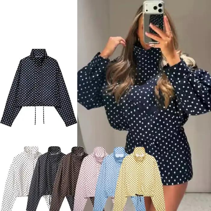 Vestes pour femmes Tidalyf Printemps 2026 Nouvelle Collection – Blouses Chic à Pois Amples et Élégan