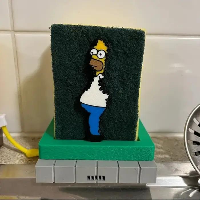 Porte-éponge Homer Simpson, accessoires de rangement de cuisine amusants
