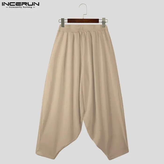 2024 hommes pantalons à jambes larges couleur unie taille élastique pantalon décontracté ample homme