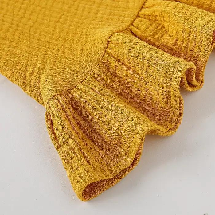 Robe d'été pour bébé fille, tenue en mousseline de coton, sans manches, à volants, à volants