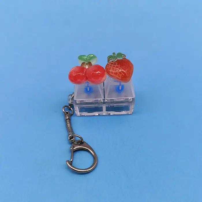 Keycap-Porte-clés avec pendentif fruits pour téléphone portable, porte-clés Kawaii, jouet Pop Fidget