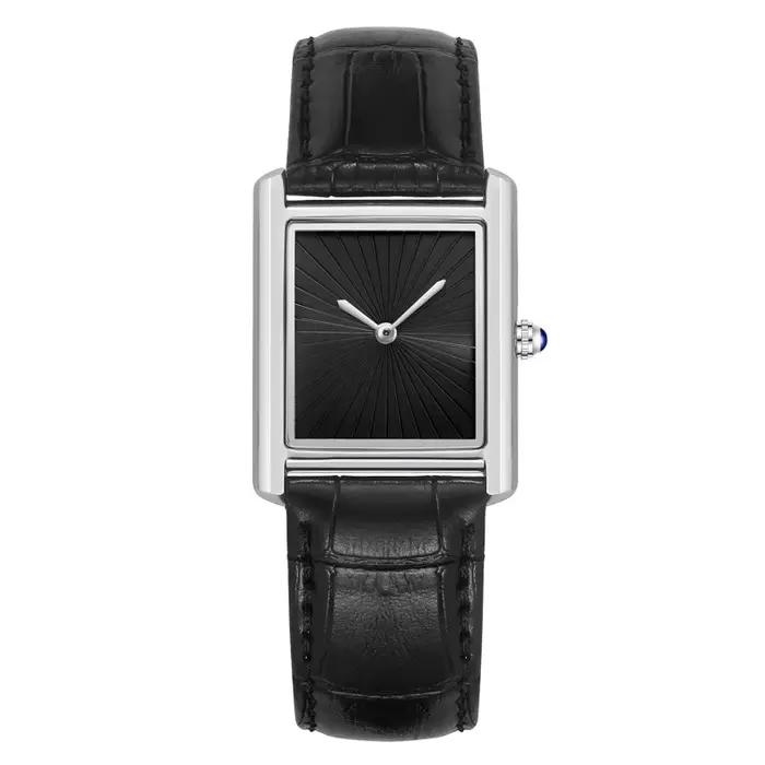 Nouvelle montre carrée classique pour hommes femmes conception Simple à deux mains bracelet en cuir