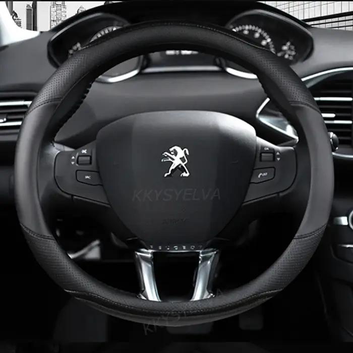 Housse de volant de voiture en Fiber de carbone + cuir, pour Peugeot 208 2012 ~ 2018 Peugeot 308 201
