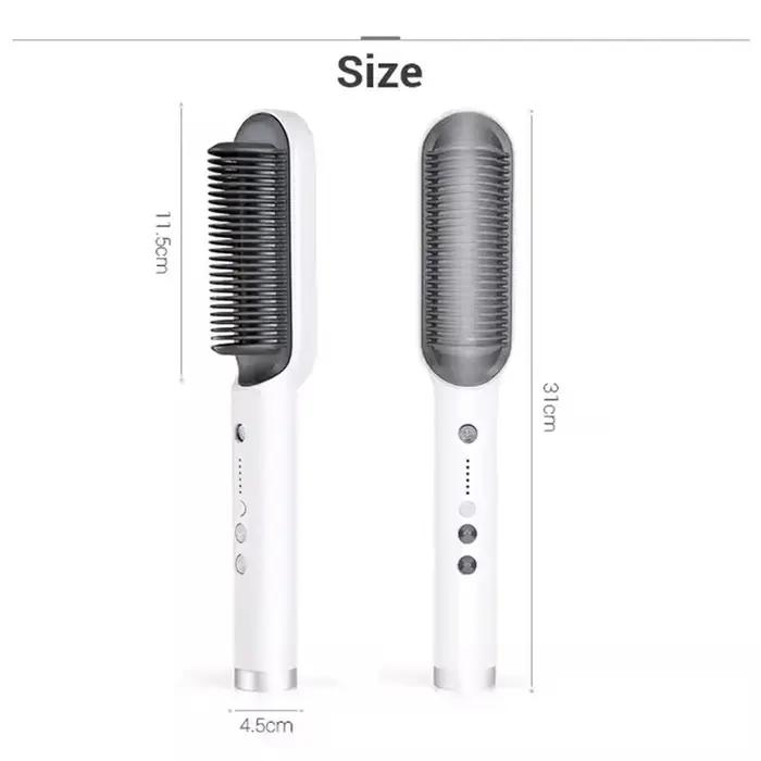Peigne à lisser 2 en 1, peigne chaud à chauffage rapide, en céramique, à ions négatifs, brosse à lis