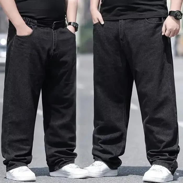 Jean surdimensionné pour homme, pantalon en Denim, grande taille, Baggy Y2k, Cargo noir, jambes larg