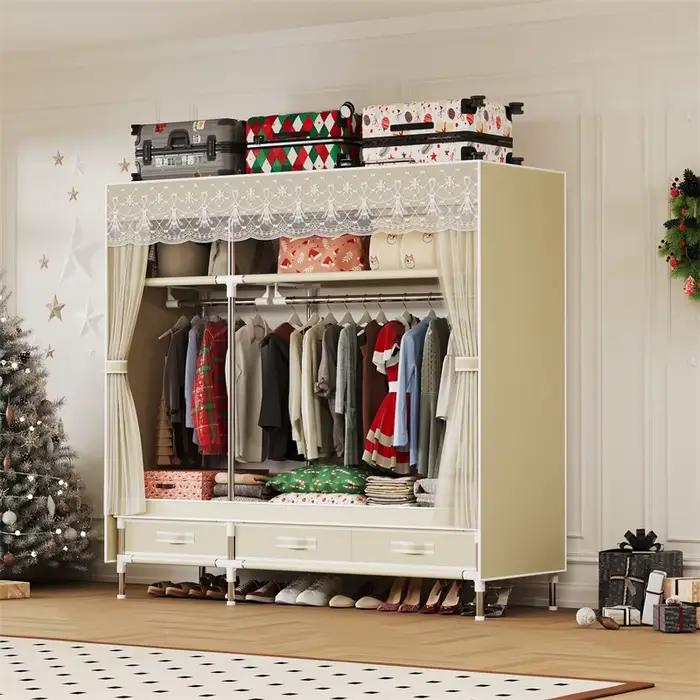 Armoire simple, durable et pratique, facile à assembler, ambiance natale, couverture et tiroirs en m