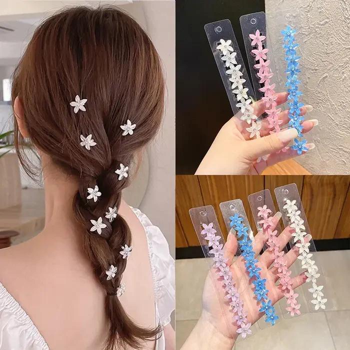 Pince à cheveux tressée, 10 pièces/ensemble, petits boutons de fleurs, épingle à cheveux pour fille,