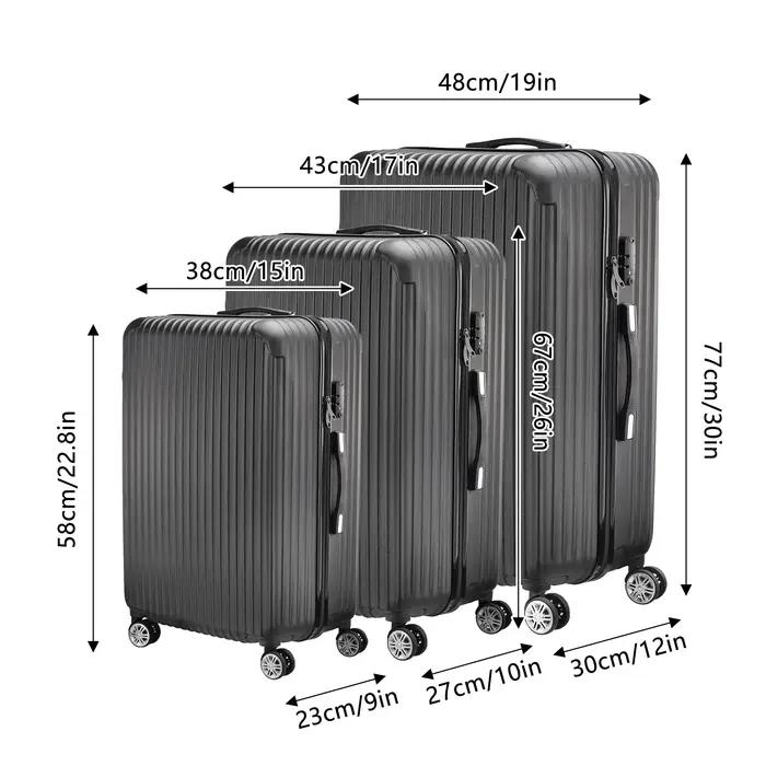 Ensemble de 3 valises cabine, valises de voyage, valise à roulettes, de valises rigides en ABS, avec