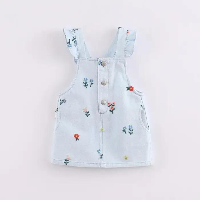 MARC & JANIE Robe d'été à bretelles en jean brodée florale pour filles, printemps 220689