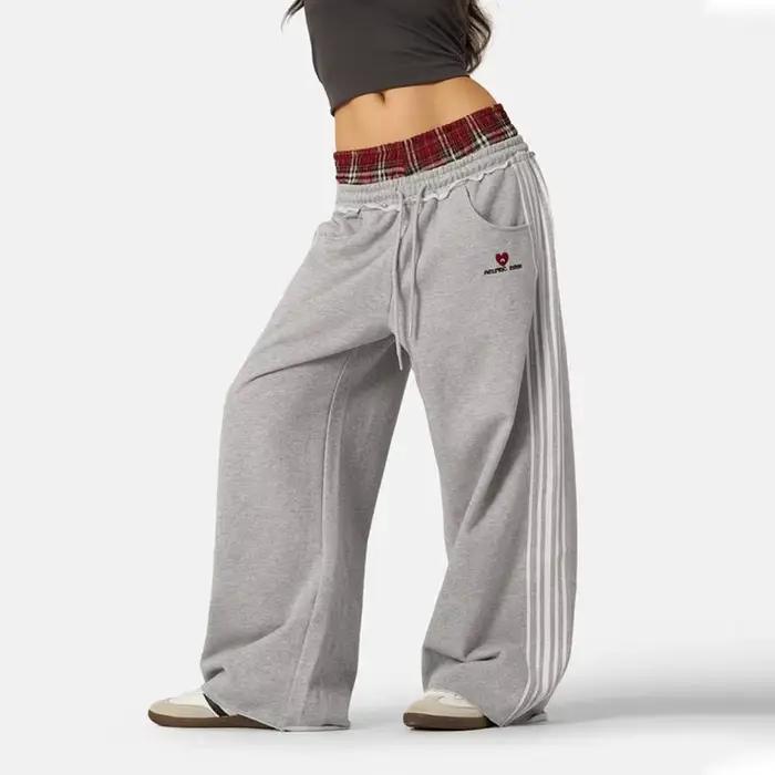 Ensemble deux pièces ample de Style collège rétro américain, faux pantalon de salle de bain à Double
