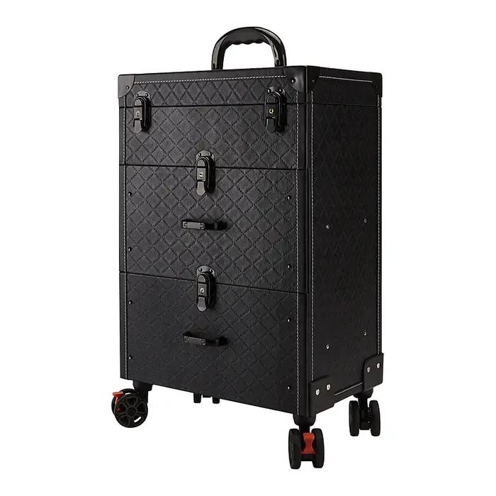 Trousse de tatouage professionnelle avec roulettes à frein pivotant, grande capacité, organiseur de