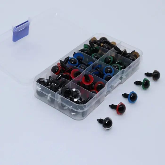 100 pièces 5/6//7/8/9/10/12/14/18/20mm yeux de sécurité en plastique pour jouets bricolage mélange t