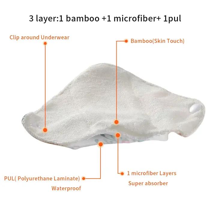 Coussinets hygiéniques réutilisables en Fiber de bambou, 10 pièces, serviettes hygiéniques féminines