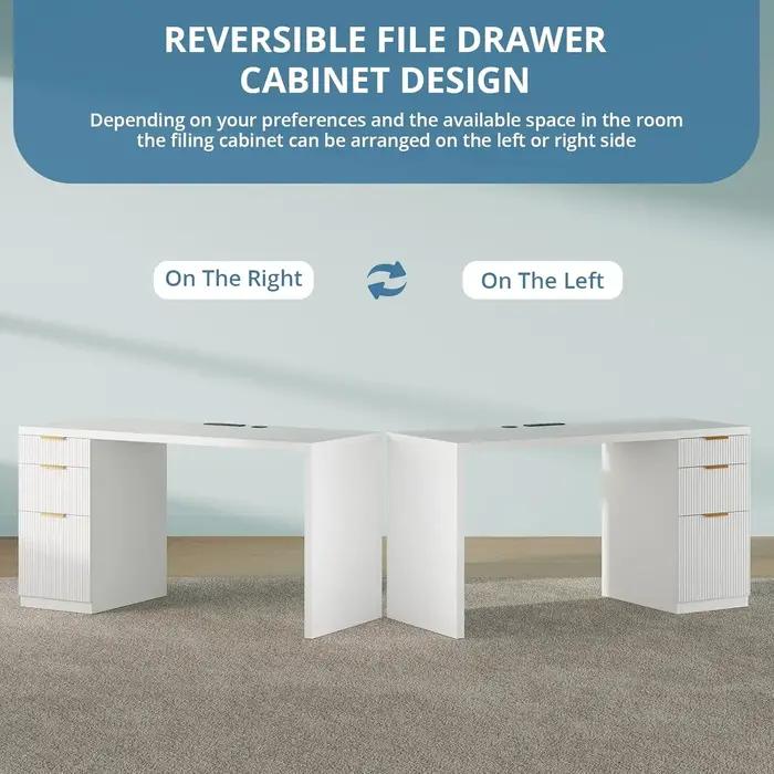 Bureau de direction moderne de 58 pouces avec rangement, bureau de télétravail avec tiroir et armoir