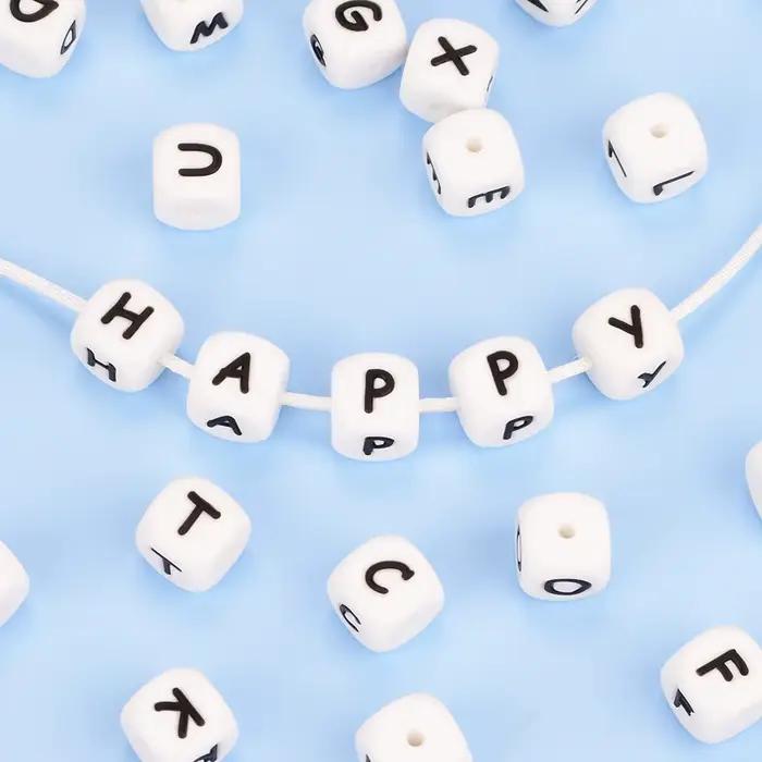 LOFCA 40 pièces/lot Alphabet 12mm lettre de qualité alimentaire perles en Silicone bébé perle sucett