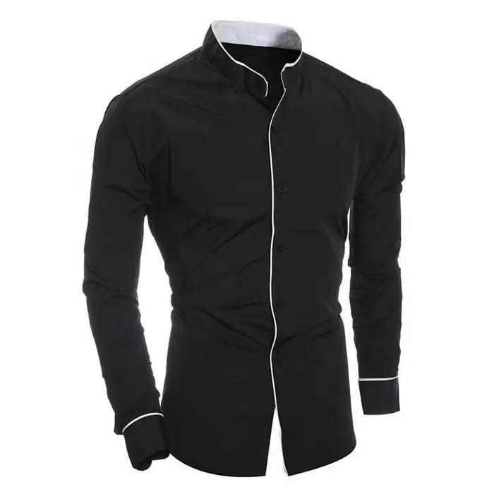 Chemise à manches longues pour hommes, couleur unie, Simple, décontractée, Version coréenne, coupe c