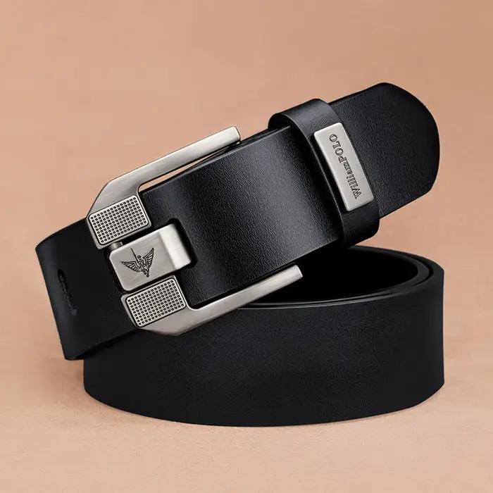 Ceinture décontractée pour homme, ceinture en cuir de vachette à boucle à ardillon tendance, ceintur