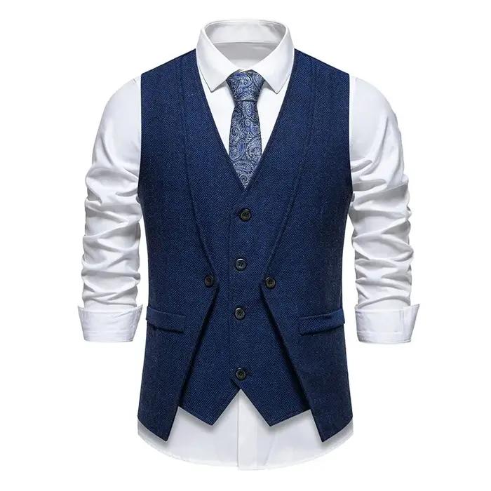 Gilet Blazer Élégant Vintage pour Homme, Effet Deux Pièces, Tenue de Cérémonie, Mariage, Fête, Robe