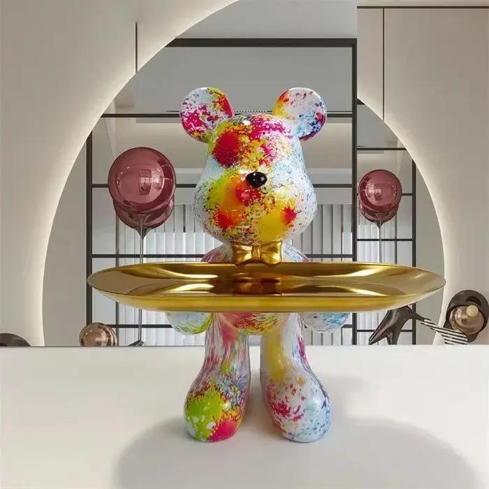 Figurine d'ornement d'ours Graffiti 21cm, décoration de maison, Statue d'animal, étagère de rangemen