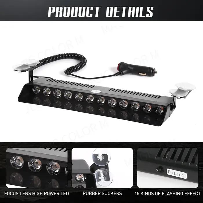 12 LED voiture lumière stroboscopique Flash Signal d'avertissement balise Police pompier d'urgence p