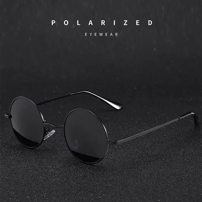 Lunettes de soleil polarisées rondes rétro Vintage pour hommes et femmes, monture métallique en alli