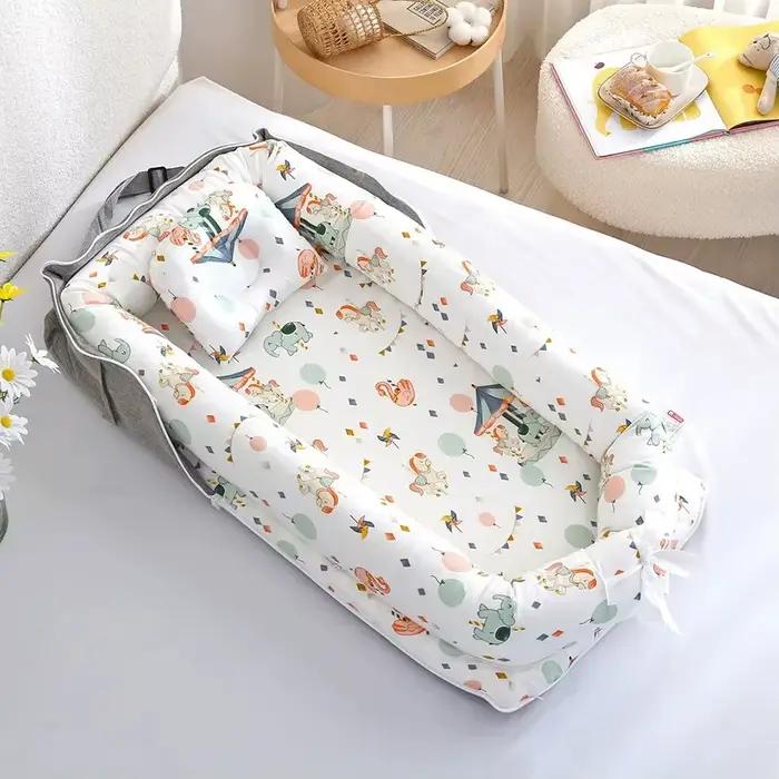Nouveau Nid de Bébé, Lit Parc, Berceau en Coton pour Nourrissons, Matelas pour Berceau de Bébé, Nid