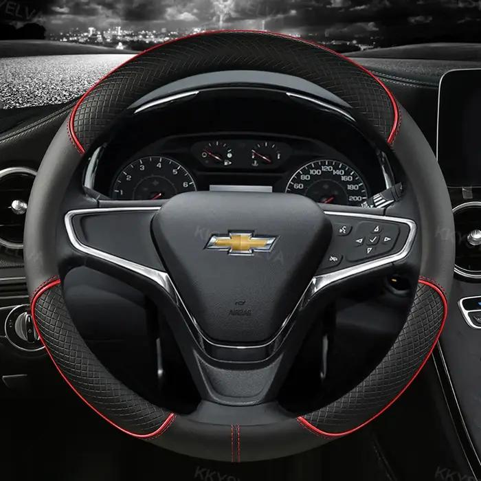 Housse de volant de voiture en cuir, 38cm, 15 pouces, pour Chevrolet Cruze Malibu Sail Spark Captiva