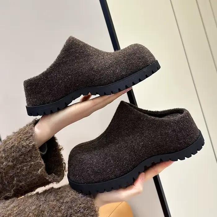 AIYUQI chaussons pour femmes porter nouveau 2025 automne bout rond flanelle bout fermé chaussons pou