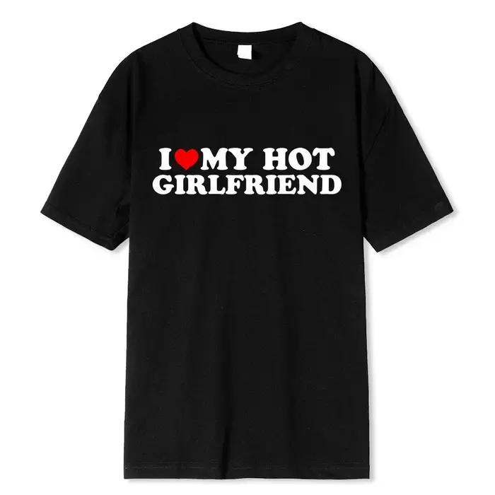 J'aime ma petite amie chaude petit ami t-shirt en coton de haute qualité Manga bande dessinée été ho
