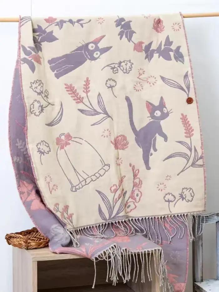 Niche Design écharpe châle à la mode polyvalent mignon dessin animé épaissi Double face hiver chaud