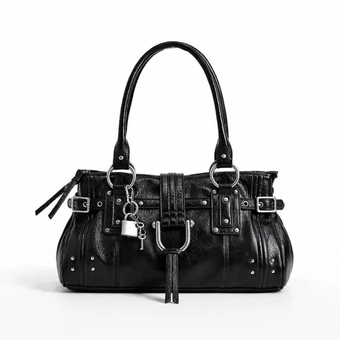 Sac à bandoulière rétro pour femme, grande capacité, sac sous le bras, sac à main de luxe avec rivet