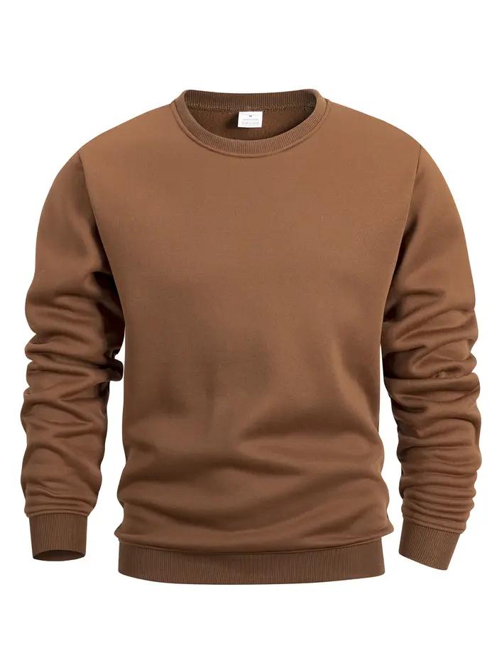 Sweat-shirt à col rond pour hommes, couleur unie, printemps, extérieur, décontracté, quotidien, manc
