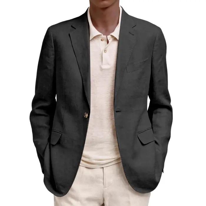 Blazer décontracté pour homme de style européen et américain à manches longues avec col à revers et