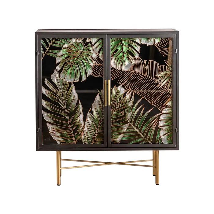 Armoire à vin de rangement en dalle de roche rétro américaine, petit placard vert français, armoire