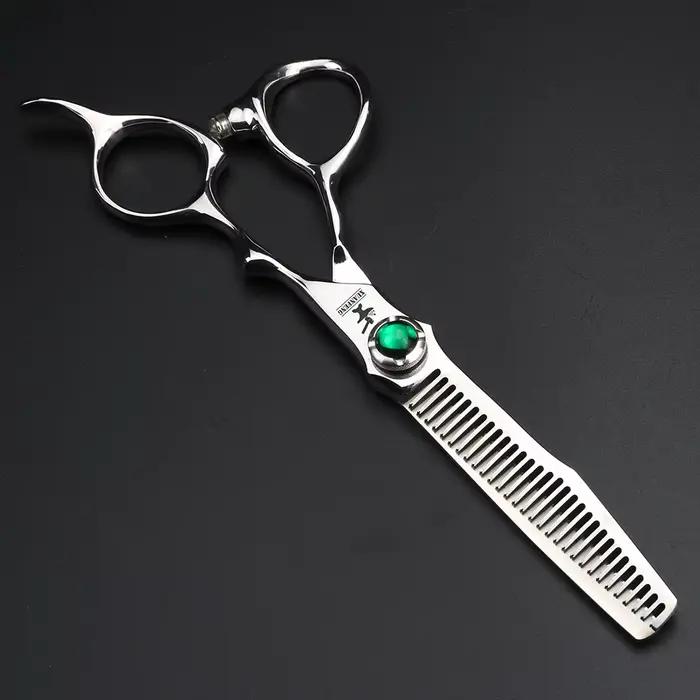 XUANFENG VG10 acier émeraude vis argent ciseaux à cheveux ciseaux de coupe de barbier et ciseaux ami