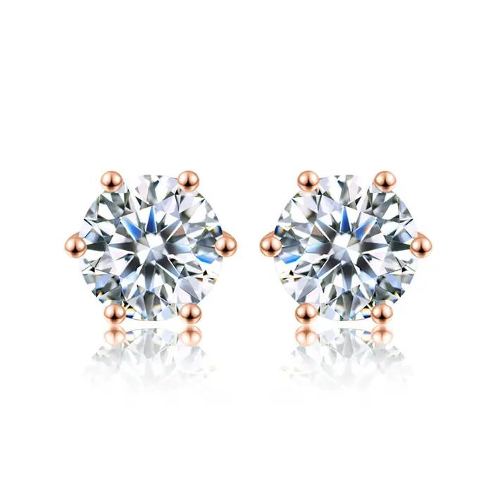 DW 0.1ct-2ct D couleur certifié Moissanite boucles d'oreilles laboratoire créé diamant 925 en argent