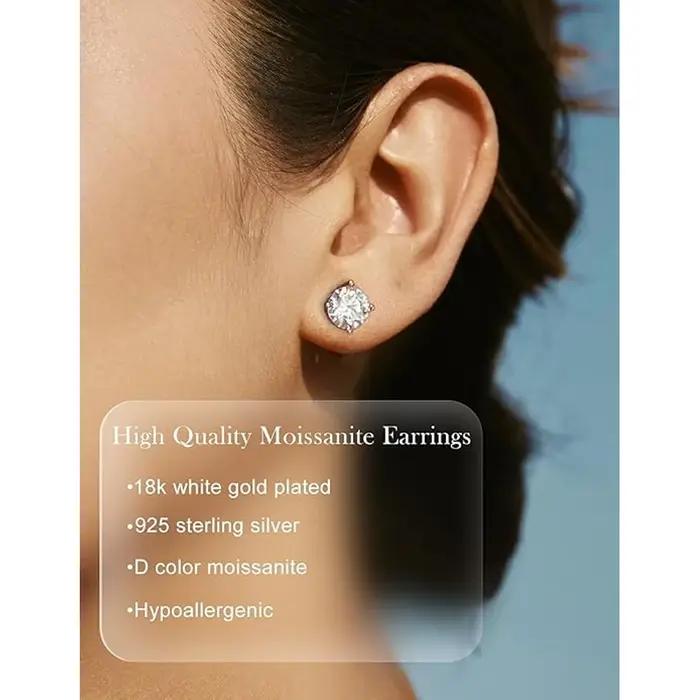 KNOBSPIN-Boucles d'oreilles en moissanite pour femme, clous d'oreilles en diamant cultivé en laborat