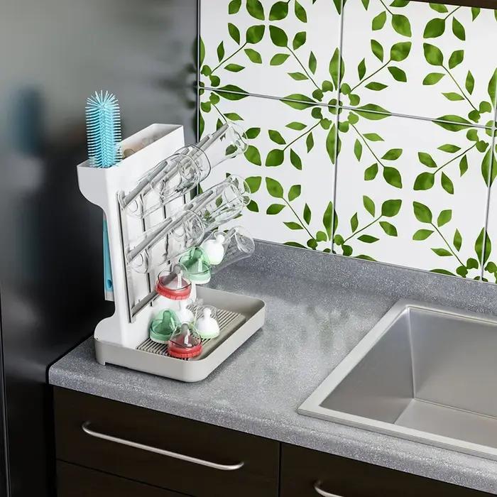 Égouttoir à biberons multi-niveaux grande capacité - Rangement comptoir peu encombrant pour accessoires bébé