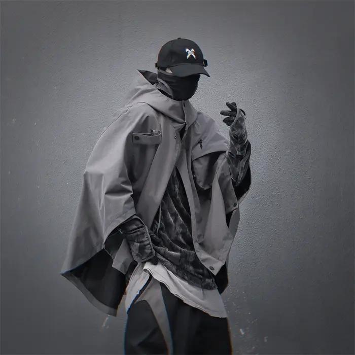 Techwear-Veste à Capuche Fonctionnelle pour Homme, Coupe-Vent Vintage, Streetwear, Hip Hop, Harajuku