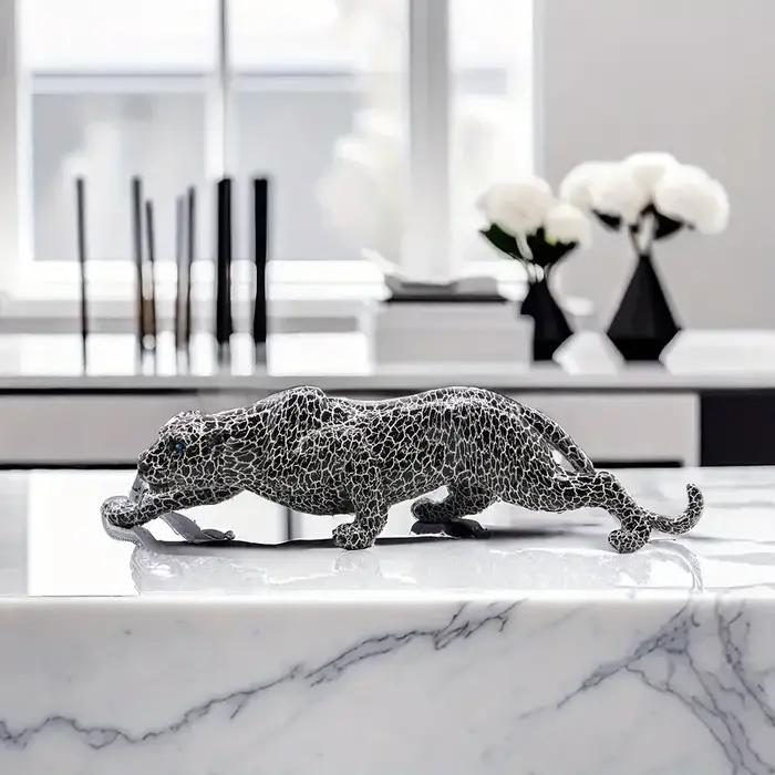 Résine guépard Fiugrine moderne créatif léopard Sculpture décorative panthère Statue maison Bar salo